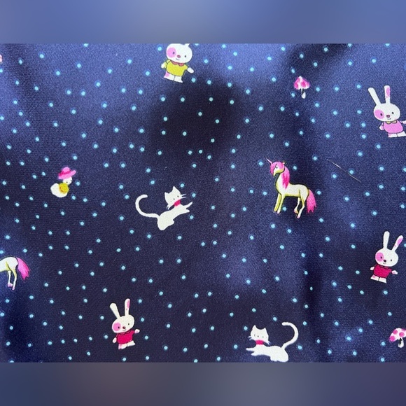 Vintage y2k forever 21 kawaii kidcore unicorn cat bunny mushroom pleated dress L - Picture 5 of 14